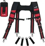 [MELOTOUGH] Tool Belt Suspenders Construction Bag Suspenders Padded Work Belt Hi Vis Suspenders for Carpenter/Electrician