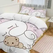 v773 Cinnamoroll 3-Piece Twin Bed Set - Includes 1 Single Comforter And 2 Pillowcases Bedding - Fade Resistant Microfiber - Cinnamoroll io773