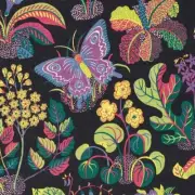 Schumacher Modern Whimsy Linen Print Fabric Exotic Butterfly Black 1.3 yd 176182