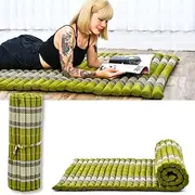 Leewadee Rollable Floor Mat L – Comfortable and Rollable Thai Mattress, Soft Massage Mat Filled with Kapok, Perfect to Use as a Sleeping Mat 190 x 100 cm, Green