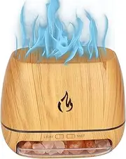 TRANQUI Colorful Light Salt Rock Diffuser - Himalayan Lamp With Simulated Flame | Essential Oil Humidifier for Home Relaxation