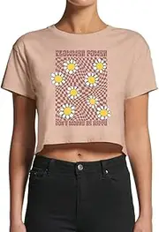 [Smartprints] Women's Retro 70S Daisy Flower Power Crop Top -Image by Shutterstock