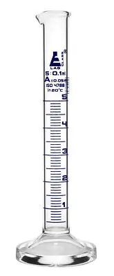 Eisco Labs 5ml Graduated Cylinder, Class A - Blue Graduations, Round Base