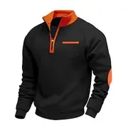 Men's Sweatshirt Quarter Zip Sweatshirt Black Burgundy Navy Blue Light Grey Dark Gray Half Zip Plain Sports Outdoor Daily Holiday Streetwear Cool Casual Sprin