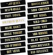 Zeyune 18 Pcs Birthday Queen Sashes Set for Women Black white Gold Happy Birthday Sash for Queen Party Favors