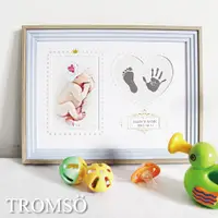 在飛比找松果購物優惠-TROMSO新生兒寶貝泥拓手腳印橫式紀念相框-橫式粉藍/初生