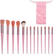 Bagentry 13 Pcs Professional Makeup Brushes Set with Bag, Complete Function Portable Make Up Brushes, Foundation Powder Concealers Eye Shadows Lip Cosmetic Brushes for Enthusiasts (Pink)