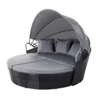 Gardeon Sun Lounge Setting Wicker Lounger Day Bed Outdoor Furniture Patio Black