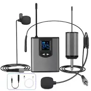 UHF Wireless Microphone Set w/Headset Mic,Lavalier Mic,Beltpack Transmitter I8F5