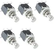 E Support 6Pin DPDT Momentary Stomp Foot Switch Pedal Guitar Push Button Metal True Bypass AC 250V/2A 125V/4A Pack of 5