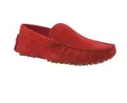 Mens Zasel Summer Slip On Red Suede Boat Shoes Leather/Suede