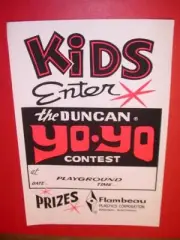 Vintage 1960s DUNCAN YO-YO 22" RARE PLAYGROUND CONTEST POSTER Old Stock MINT nos