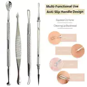4 PC Set Blackhead Whitehead Remover Tool Kit Comedone Extractor Zit Acne Pimple