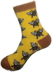 [Vera Tucci] LUXURY WOMENS COSY FLUFFY SOCKS RMD2403-07-11 BIG BEES, BIG BEES, 3-7