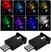 2 PCS USB Type C LED Ambient Light, Adjustable Brightness 8 Color RGB LED Interi
