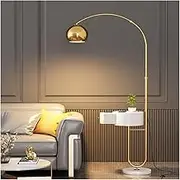 Indoor Floor Lamps Floor Lamp with Table, Lamps for Living Room with Charging Station, Modern Floor Lamp with Drawer, Lamp Table for Living Room, Bedroom Standing Lamp(Gold)