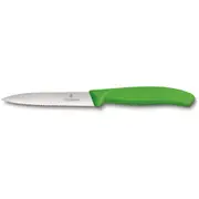 Victorinox 10cm Wavy Edge Pointed Tip Paring Knife Serrated Cheese/Bread Green