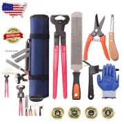 Durable Farrier Hoof Tools Set with Roll-Up Bag - Perfect for Equine Care