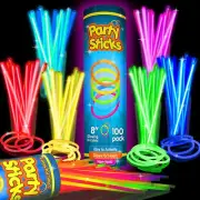 Party Glow Sticks Bulk Party Favors 100pk - 8" Glow in the Dark Party Supplies