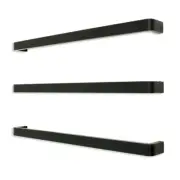 Radiant Heated Towel Rail Single Bar Rounded Ends 800mm x 40mm Matt Black 12V BL