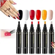 Polishey Nail Polish Pens, Polishey Nail Polish Pen Set, 36 Color Nail Polish Gel Pen 5 Ml, 6pcs/Set Nail Polish Pen, One Step Gel Nail Polish 3-In-1 Pen, Nail Polish Pens for Painting Nails (Set-F)