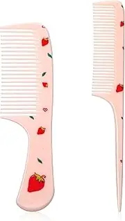 cobee 2 Pcs Rat Tail Combs, Small Pink Comb With Parting Tip, Plastic Portable Combs For Kids Toddler Comb Hairdressing Comb Set For Wet And Dry