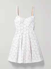 [MICHAEL KORS COLLECTION] MICHAEL KORS COLLECTION - Broderie Anglaise Cotton-blend Mini Dress - White - US14 US 14 White