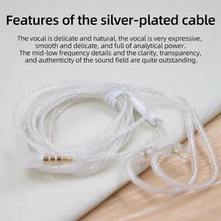 Kz 耳機鍍銀升級電纜 2PIN 0.75mm 高純度鍍銀扁平電纜 ZEX Pro ZS10 Pro ZSN Pro X