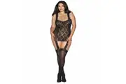 Dreamgirl Sheer, Stretch Lace Garter Dress With Lace-trimmed Straps Black Queen