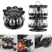 Rotating Spice Rack 8/16-Jar Herbs Seasoning Condiment Jars Lid