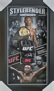 Israel 'Stylebender' Adesanya Signed & Framed UFC Glove - Volkanovski McGregor