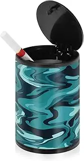 Big Ashtrays For Cigarettes Camouflage Turquoise Mini Trash Can With Lid Ash Tray For Car Car Cup Holder Travel Home Office