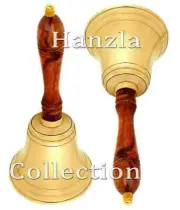 Large Brass and Wood School Bell / 11" Vintage Hand Bell