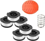 Wingsflying AF-100 Weed Eater Spool 6+1 Pack 30ft 0.065'' Line String Trimmer Replacement Spool for Black+Decker AF+100 String Trimmers, (6 Replacement Spool, 1 Trimmer Cap, 1 Pack Spring)