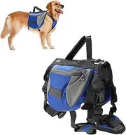 Dog Backpack Harness, Travel Camping Dog Saddle Bag Dog Hiking Backpack with Reflective Strip for Small Medium Large Dog(L)