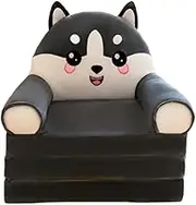 Folding Sofa Bed with Animal Design, Sleeper Chair for Kids, Convertible Couch for Home Use, Black Dog, as described