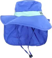 [Gogogmee] Adjustable Wide Brim Sun Hat Foldable Breathable Summer Fishing Cap for Boys Cute Patterns for Beach Outdoor Activities Lightweight Portable Design Blue