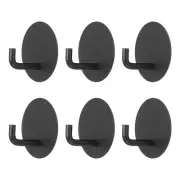6pcs Self Adhesive Hook Stainless Steel Loofah Robe Towel Wall Hooks, Black