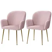 Artiss Set of 2 Kynsee Dining Chairs Armchair Cafe Chair Upholstered Velvet Pink