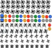 120-Piece Tactile Push Button Switch Kit – Includes 12x12mm & 6x6mm Switches, Color Caps, 90° Angle & 2-Pin Switches – for Arduino, Raspberry Pi, ESP32 & DIY Electronics