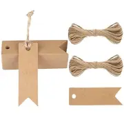 100Pcs Mini Kraft Paper Gift Tags with String, 2.8" x 0.8" inch Blank Brown