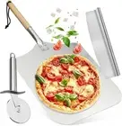 Pizza Peel Aluminum Pizza Spatula Set, Metal Pizza Paddle, Rocker Cutter, Pizza