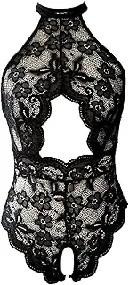 [Generic] Women One Piece Strappy Lingerie Bodysuit Sexy Lace Plus Size Underwire Babydoll Deep V Neck Sleeveless Top
