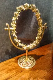 OLIVIA RIEGEL Crystal "Gold Cornelia" Oval Magnified Standing Mirror