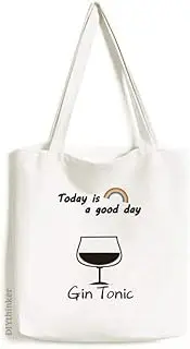 [ProHomeDIY] Silhouette Of Gin Tonic Cocktail Tote Canvas Bag Craft Washable Fashion Shopping Handbag