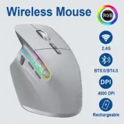 2.4G Wireless Mouse Bluetooth RGB Rechargeable Ergonomic Design Computer Mice