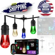 Color Changing String Lights 24ft Acrylic Bulbs Waterproof Outdoor Remote Con...