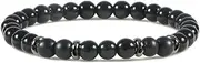 [QJZM] Men Bracelet Handmade Classic Strand Natural Stone 6mm Beaded Bracelets For Women Yoga Jewelry Gift-matte-black light_China