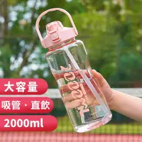 在飛比找momo購物網優惠-【COLOR ME】2000ML彈蓋吸管直飲水壺(水壺 彈蓋