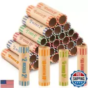 Outus 512 Pcs Assorted Coin Wrappers Rolls Preformed Coin Wrappers Rollers Pa